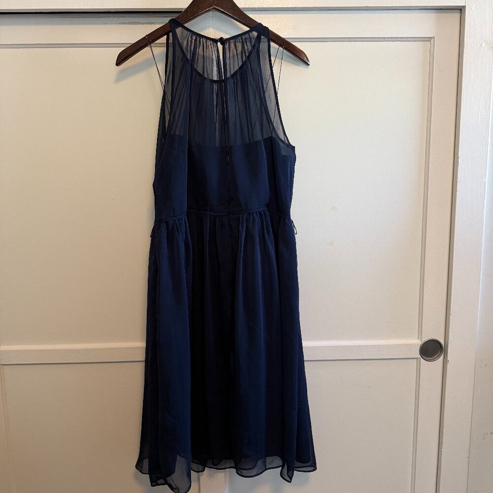 Cocktail Dress, Prom Dress, Wedding Guest Dress, Navy Blue Chiffon Dress, Size14